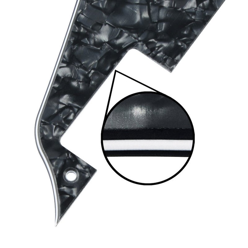 FLEOR 4Ply Black Pearl Pickguard Back Plate Screws Set & Switch Ring & Bracket Fit LP Style Guitar Pickguard Replacement - Image 4